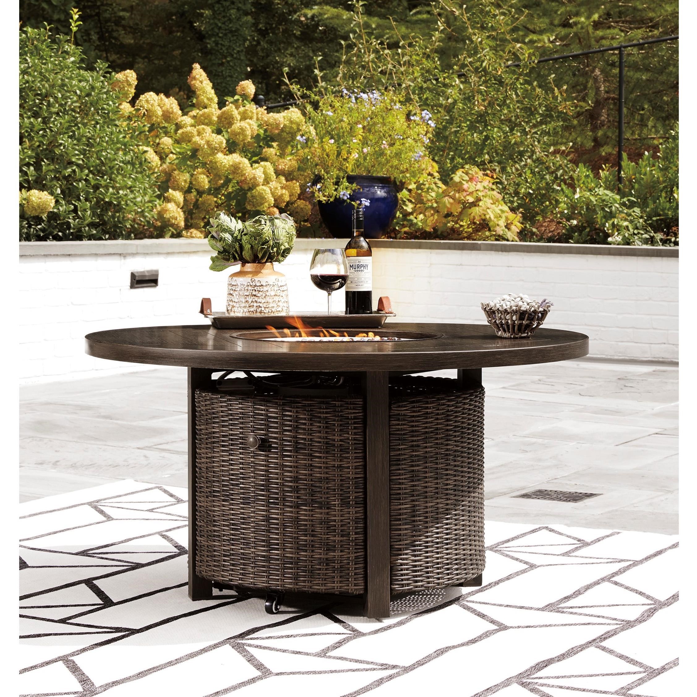 Round fire pit shop table and chairs